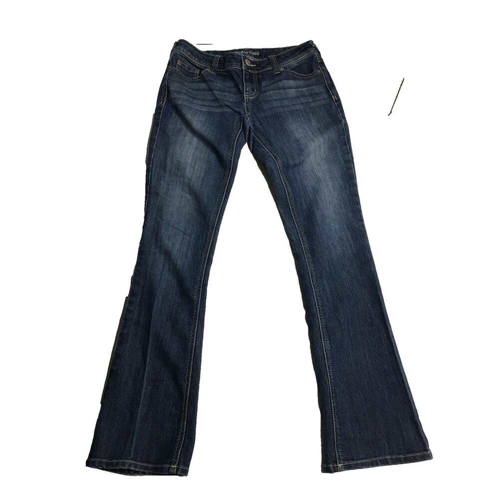 Maurices Womens Dark Wash Bootcut Blue Stretch Denim Jeans Womens Size 3/4 Short
